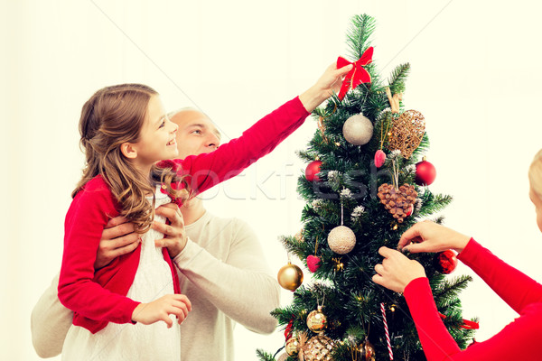 Glimlachend familie kerstboom home vakantie generatie Stockfoto © dolgachov