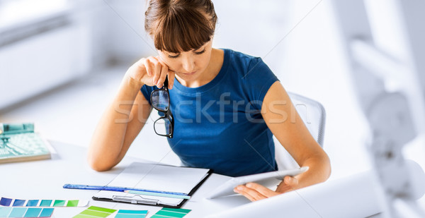 woman working with color samples for selection Stock photo © dolgachov