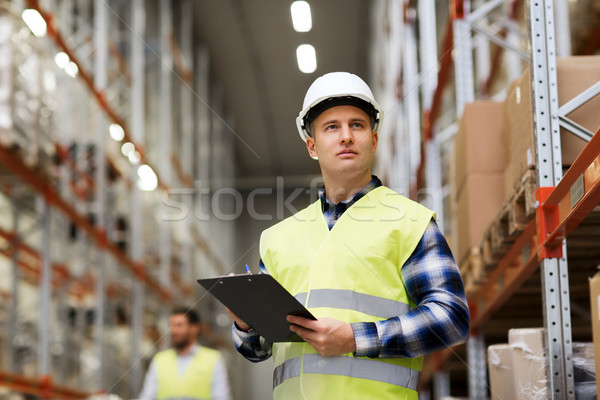 Foto stock: Hombre · portapapeles · almacén · personas