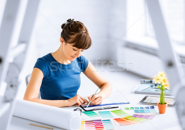 женщину рабочих цвета интерьер Сток-фото © dolgachov