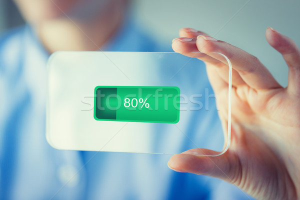 Frau transparent Smartphone Business Technologie Stock foto © dolgachov