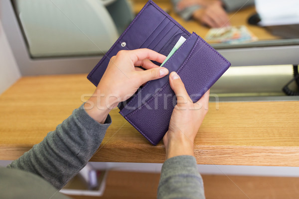 hands with money at bank or currency exchanger Stock photo © dolgachov