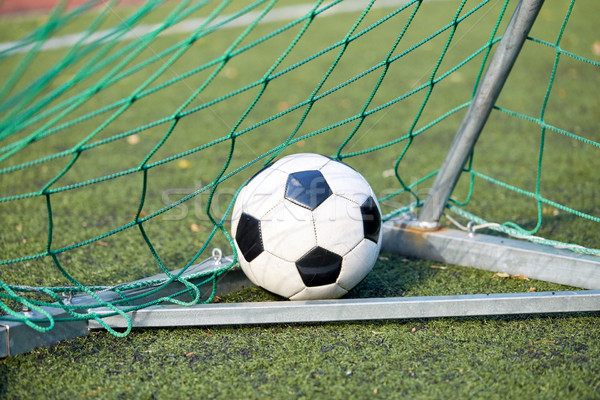 soccer ball at goal net on football field Stock photo © dolgachov