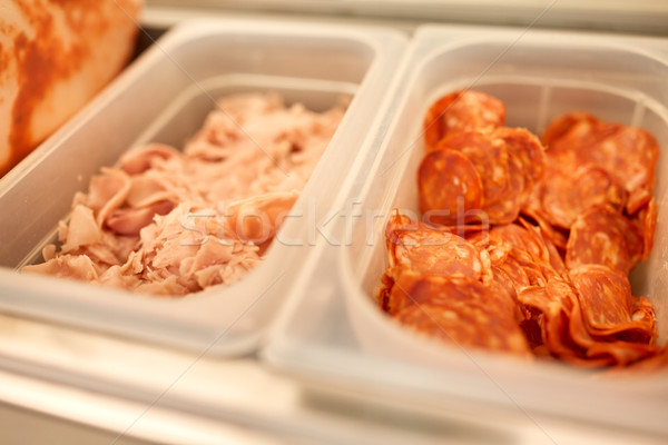 Foto stock: Presunto · salame · restaurante · cozinhar · armazenamento · comida