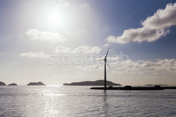 Parque eólico mar costa energia renovável tecnologia poder Foto stock © dolgachov