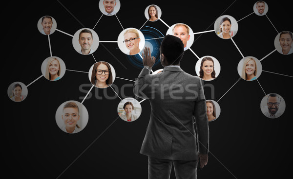 businessman working with network contacts icons Stock photo © dolgachov