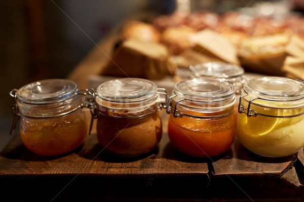 Marmelade Sauce Lebensmittelgeschäft Essen Kochen Verkauf Stock foto © dolgachov