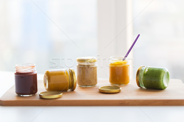 Vegetales frutas alimento para bebé alimentación saludable nutrición vidrio Foto stock © dolgachov