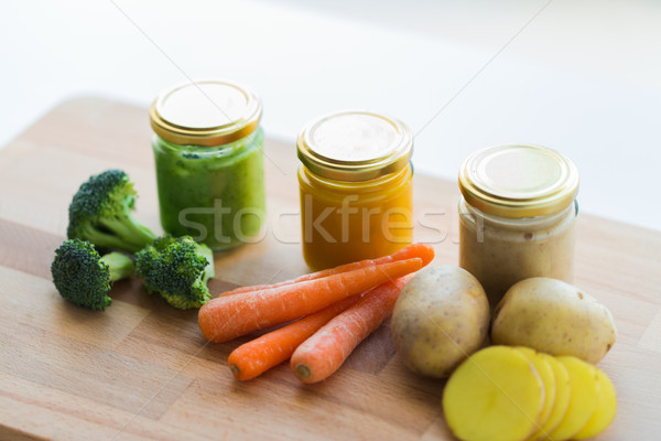 ストックフォト: 野菜 · 離乳食 · ガラス · 健康的な食事 · 栄養 · 木板