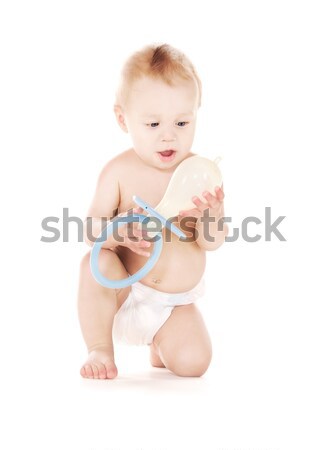 Baby Junge groß Schnuller Bild weiß Stock foto © dolgachov