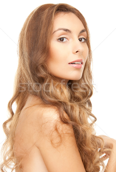 Stock foto: Schönen · Oben-ohne- · Frau · lange · Haare · hellen · Bild