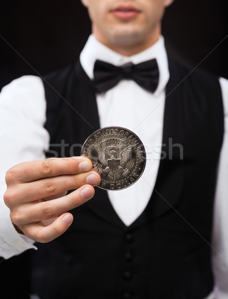 Foto stock: Revendedor · metade · dólar · moeda · magia