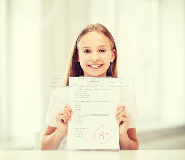 girl with test and grade at school Stock photo © dolgachov