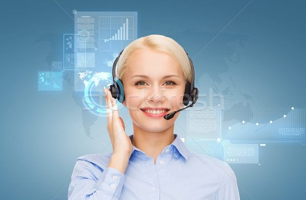 Vriendelijk vrouwelijke exploitant business technologie Stockfoto © dolgachov