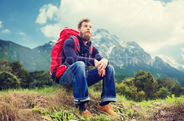 man with backpack hiking Stock photo © dolgachov