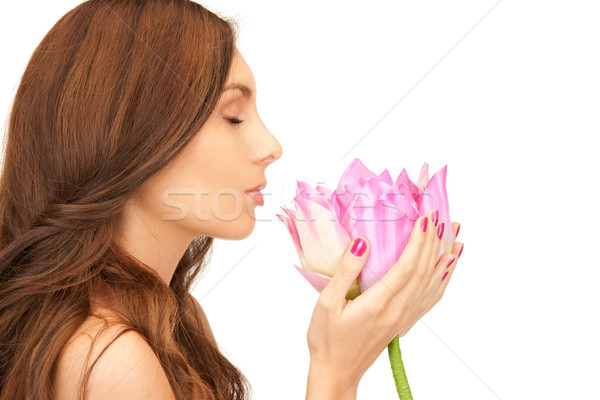 beautiful woman with lotus flower Stock photo © dolgachov