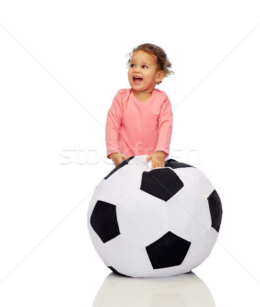 happy mulatto little baby girl playing with ball Stock photo © dolgachov