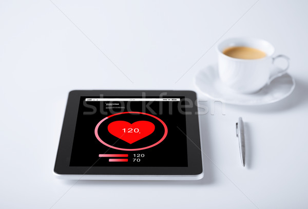 Hartslag icon beker koffie business Stockfoto © dolgachov