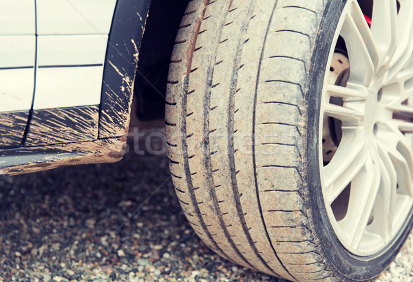 close up of dirty car wheel on ground Stock photo © dolgachov