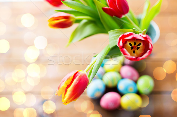 Easter eggs fiori secchio Pasqua vacanze Foto d'archivio © dolgachov