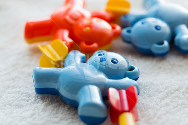 close up of baby rattle on towel Stock photo © dolgachov