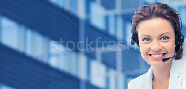 Helpline operator setul cu cască afaceri oameni de afaceri Imagine de stoc © dolgachov
