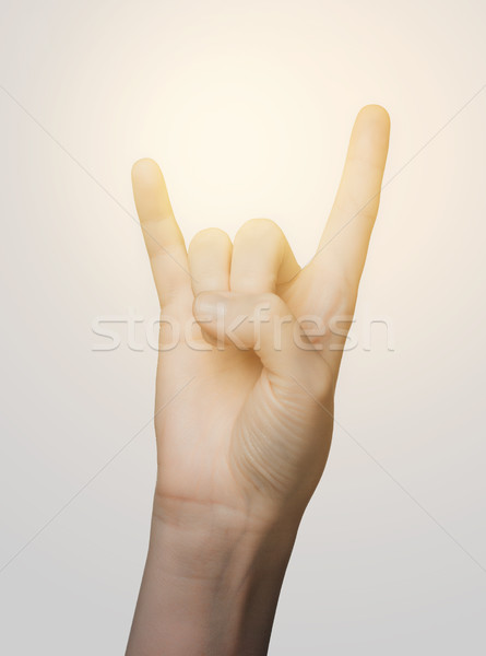 Közelkép nő kéz mutat kő felirat Stock fotó © dolgachov
