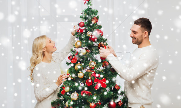 幸せ カップル クリスマスツリー ホーム 家族 クリスマス ストックフォト © dolgachov