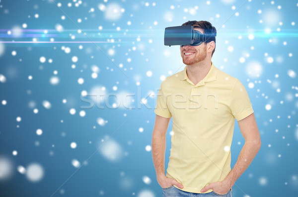 Foto stock: Feliz · homem · virtual · realidade · fone · óculos · 3d