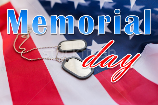 memorial day words over american flag and dog tags Stock photo © dolgachov