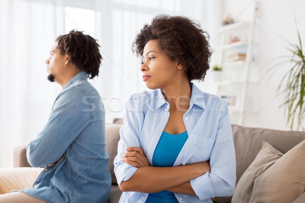 Boldogtalan pár érv otthon emberek kapcsolat Stock fotó © dolgachov