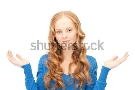 Kobieta bezradny plecy zdjęcie szczęśliwy wiadomości Zdjęcia stock © dolgachov