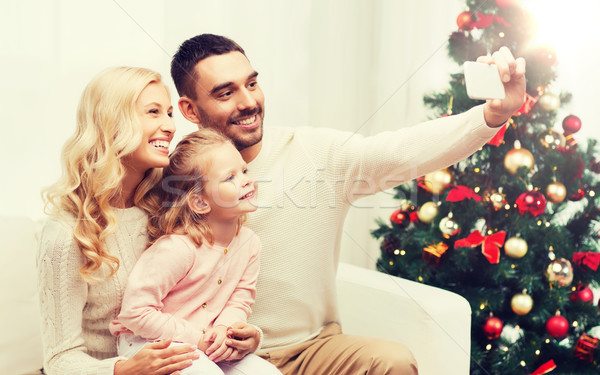 ストックフォト: 家族 · スマートフォン · クリスマス · 休日 · 技術