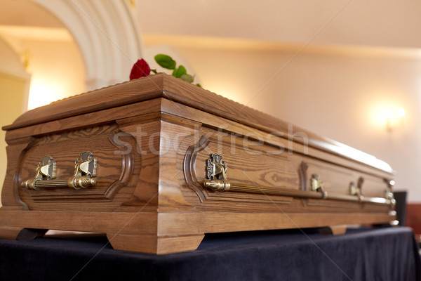 Stock photo: coffin at funeral in church