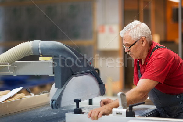Carpinteiro trabalhando painel serra fábrica produção Foto stock © dolgachov