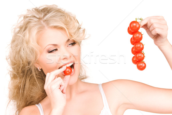 Stockfoto: Jonge · mooie · vrouw · rijp · tomaten · foto · vrouw