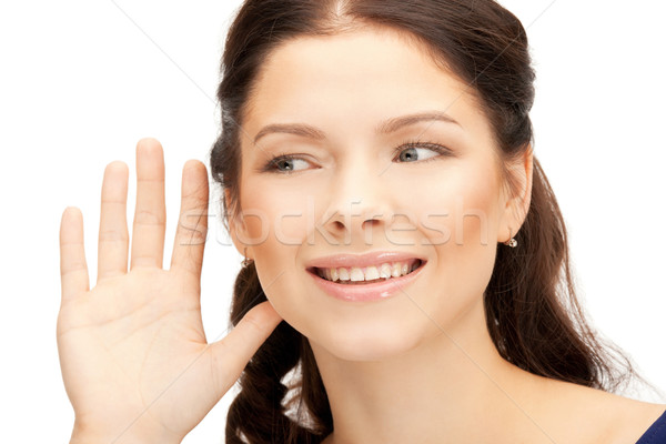 Frau hören Klatsch hellen Bild Stock foto © dolgachov