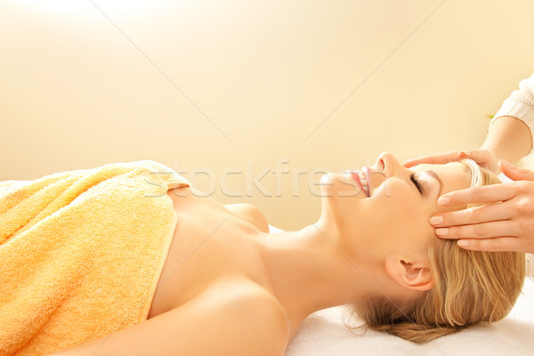 beautiful woman in massage salon Stock photo © dolgachov