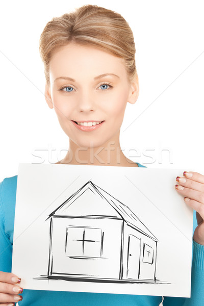 woman holding picture with house Stock photo © dolgachov