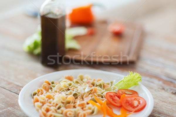 close up of pasta meal on plate Stock photo © dolgachov