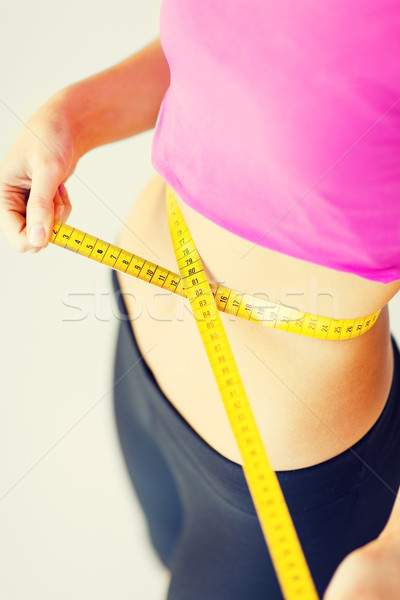 Képzett has mérőszalag sport diéta nő Stock fotó © dolgachov
