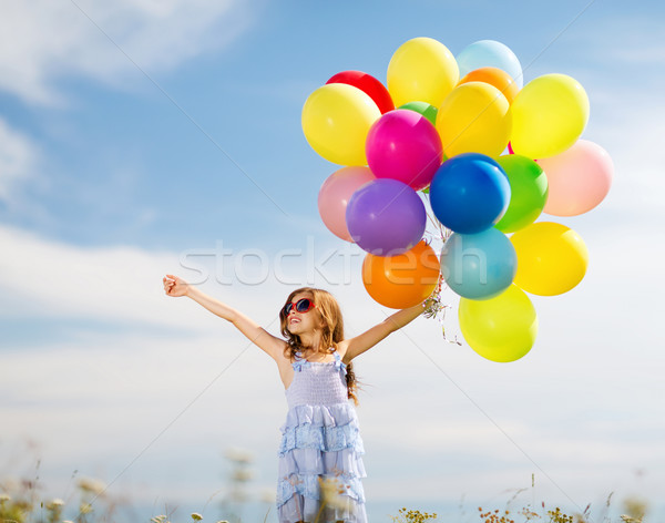 Zdjęcia stock: Happy · girl · kolorowy · balony · lata · wakacje · uroczystości