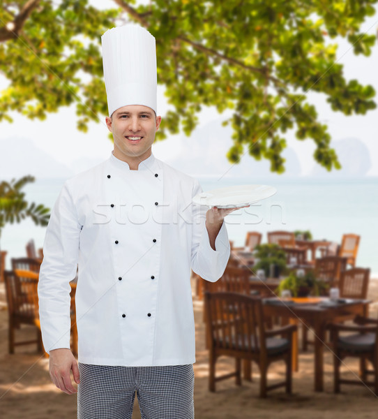 Foto stock: Feliz · masculina · chef · cocinar · vacío