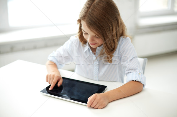 Foto stock: Feliz · estudante · menina · escolas · educação