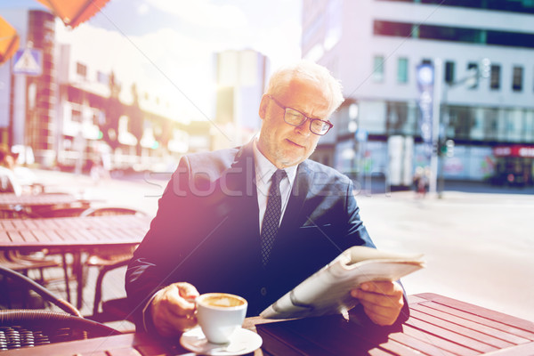 Stockfoto: Senior · zakenman · krant · drinken · koffie · business