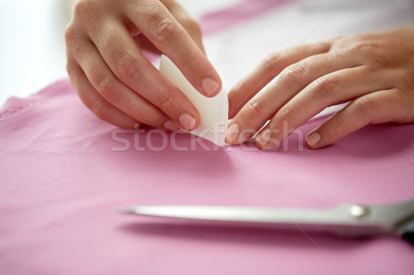 Stockfoto: Vrouw · patroon · krijttekening · weefsel · mensen · handwerk