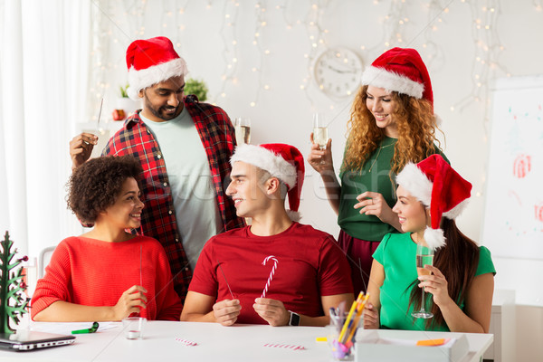 Foto stock: Feliz · equipe · natal · escritório · festa