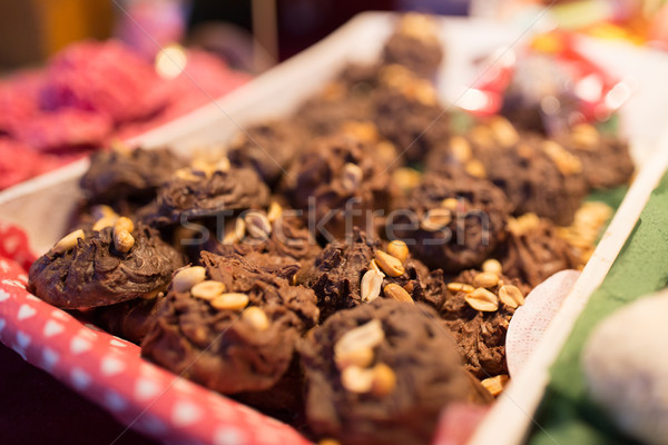 Stock photo: chocolate cookies with peanuts