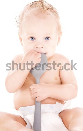 Sessão bebê menino fralda quadro branco Foto stock © dolgachov