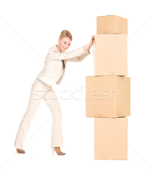 Geschäftsfrau Boxen Bild weiß Business Frau Stock foto © dolgachov